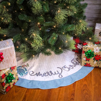 52 in. HGTV Home Collection Embroidered Coastal Colors Tree Skirt