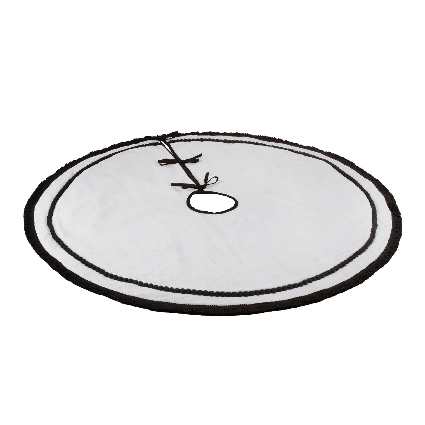 52 in. HGTV Home Collection White Tree Skirt with Black Trim