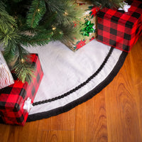 52 in. HGTV Home Collection White Tree Skirt with Black Trim
