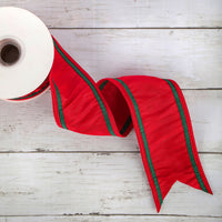 3 in. HGTV Home Collection Dupioni Double-Sided Ribbon, Red & Green