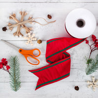 3 in. HGTV Home Collection Dupioni Double-Sided Ribbon, Red & Green