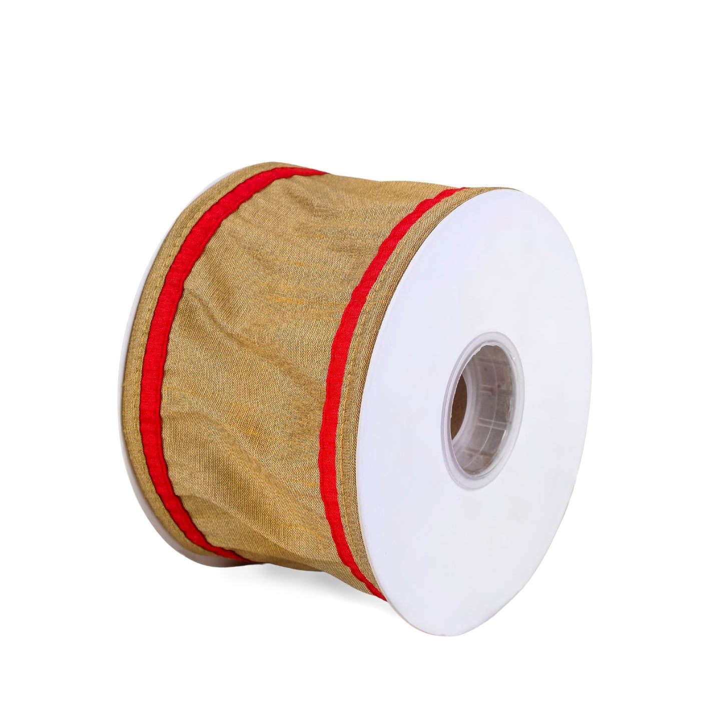 3 in. HGTV Home Collection Dupioni Double-Sided Ribbon, Gold & Red