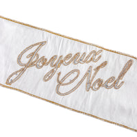 4 in. HGTV Home Collection Dupioni Embroidered Joyuex Noel Ribbon
