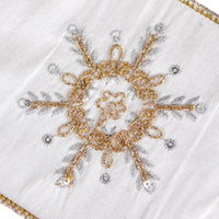 4 in. HGTV Home Collection Dupioni Embroidered Joyuex Noel Ribbon
