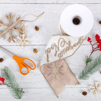 4 in. HGTV Home Collection Dupioni Embroidered Joyuex Noel Ribbon