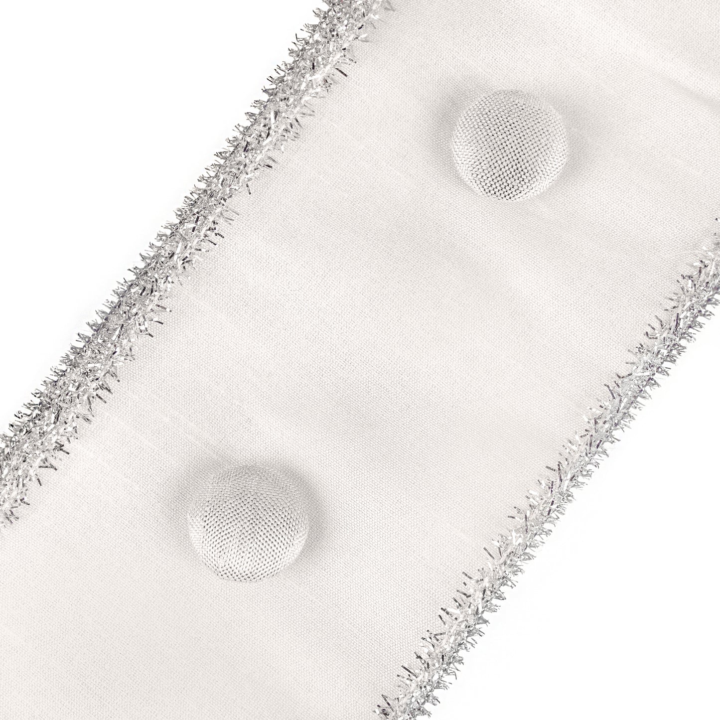 3 in. HGTV Home Collection Dupioni Button Ribbon, White
