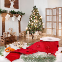 3 in. HGTV Home Collection Dupioni Button Ribbon, Red