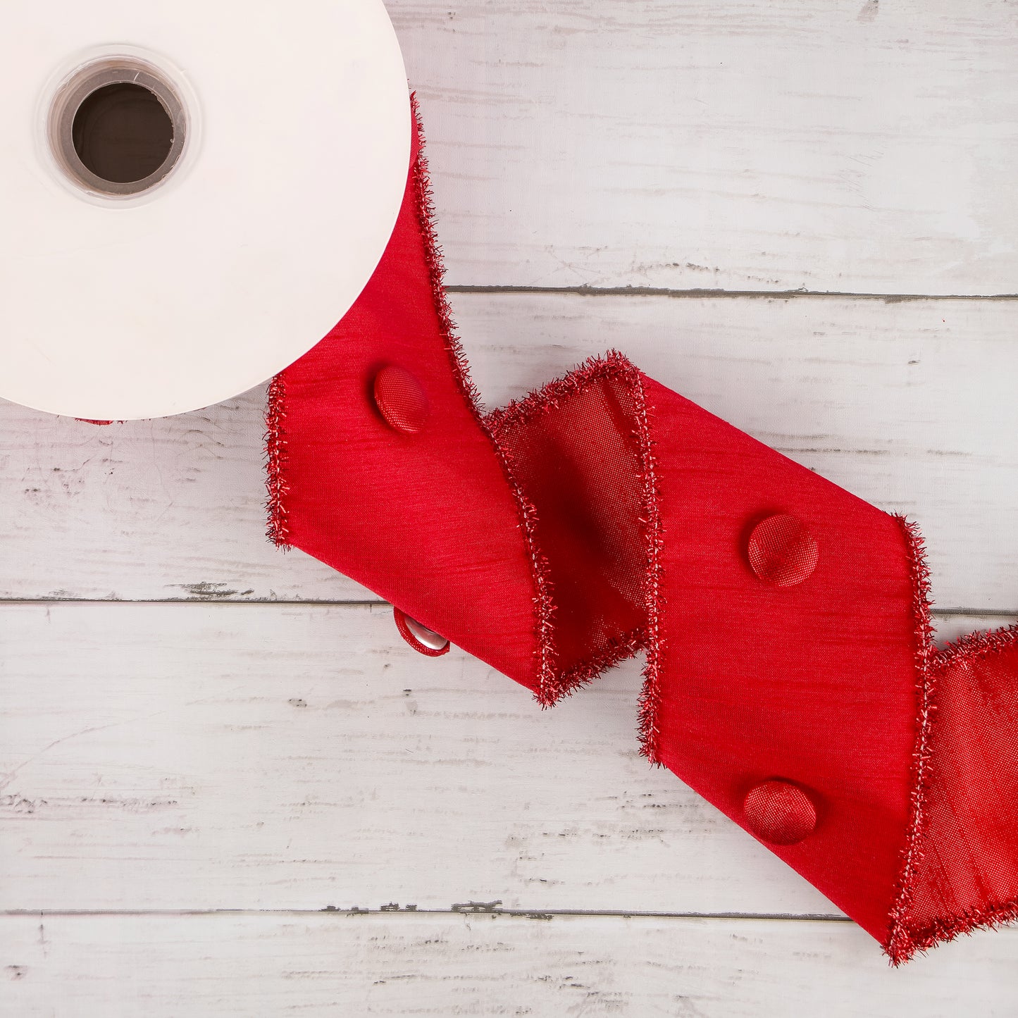 3 in. HGTV Home Collection Dupioni Button Ribbon, Red