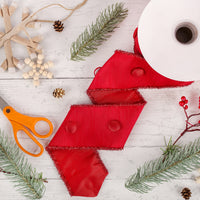 3 in. HGTV Home Collection Dupioni Button Ribbon, Red