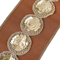 4 in. HGTV Home Collection Sequin Beaded Taffeta Ribbon, Brown