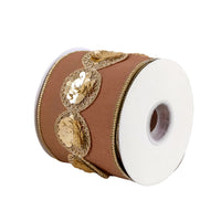 4 in. HGTV Home Collection Sequin Beaded Taffeta Ribbon, Brown