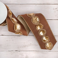 4 in. HGTV Home Collection Sequin Beaded Taffeta Ribbon, Brown