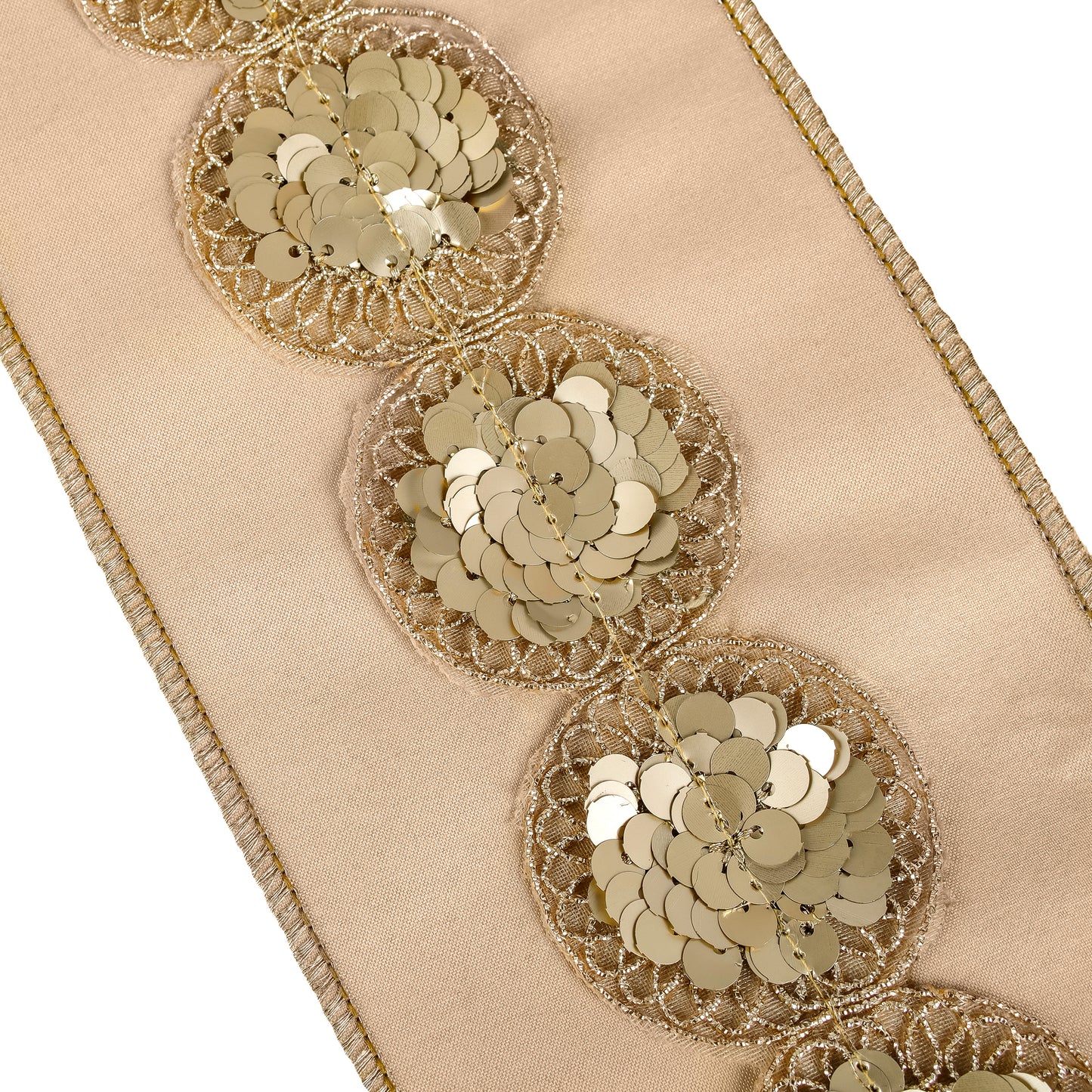 4 in. HGTV Home Collection Sequin Beaded Taffeta Ribbon, Beige
