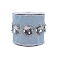 4 in. HGTV Home Collection Sequin Beaded Taffeta Ribbon, Blue
