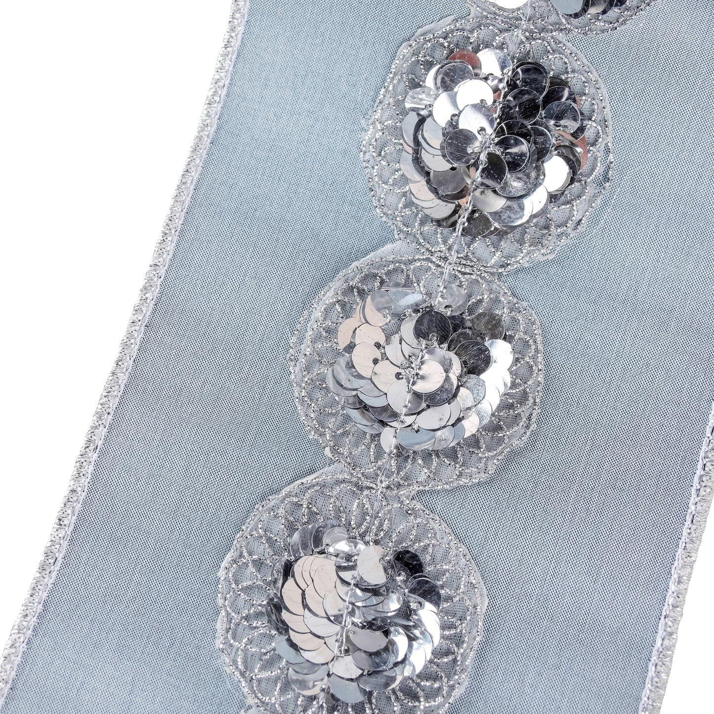 4 in. HGTV Home Collection Sequin Beaded Taffeta Ribbon, Blue