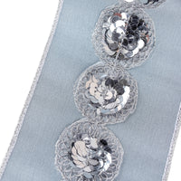 4 in. HGTV Home Collection Sequin Beaded Taffeta Ribbon, Blue