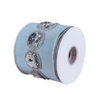 4 in. HGTV Home Collection Sequin Beaded Taffeta Ribbon, Blue