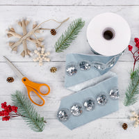 4 in. HGTV Home Collection Sequin Beaded Taffeta Ribbon, Blue