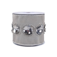 4 in. HGTV Home Collection Sequin Beaded Taffeta Ribbon, Gray