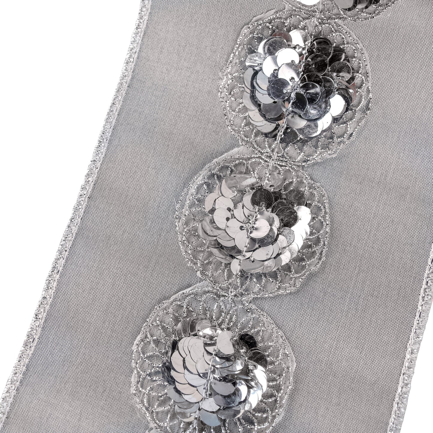 4 in. HGTV Home Collection Sequin Beaded Taffeta Ribbon, Gray