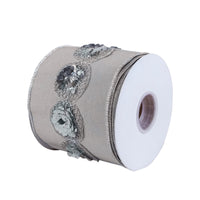 4 in. HGTV Home Collection Sequin Beaded Taffeta Ribbon, Gray