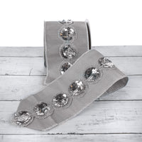 4 in. HGTV Home Collection Sequin Beaded Taffeta Ribbon, Gray