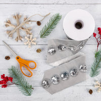 4 in. HGTV Home Collection Sequin Beaded Taffeta Ribbon, Gray