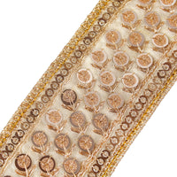 2.5 in. HGTV Home Collection Dupioni Gold Beaded Ribbon