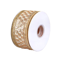 2.5 in. HGTV Home Collection Dupioni Gold Beaded Ribbon