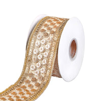 2.5 in. HGTV Home Collection Dupioni Gold Beaded Ribbon