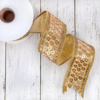 2.5 in. HGTV Home Collection Dupioni Gold Beaded Ribbon