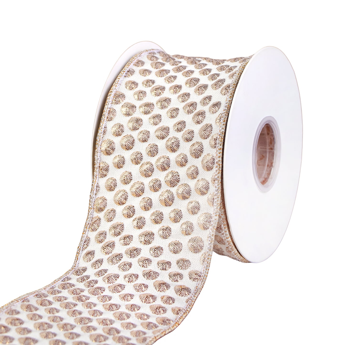3 in. HGTV Home Collection Rainer Jacquard Tissue Back Ribbon, Gold