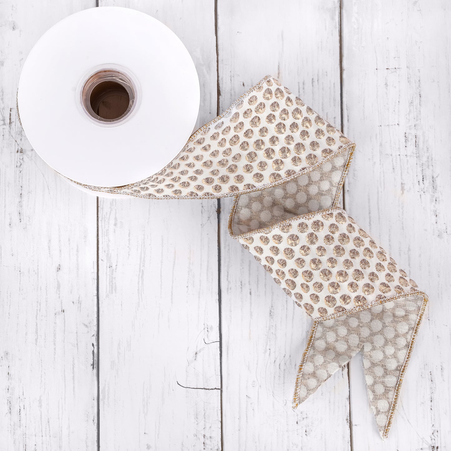 3 in. HGTV Home Collection Rainer Jacquard Tissue Back Ribbon, Gold