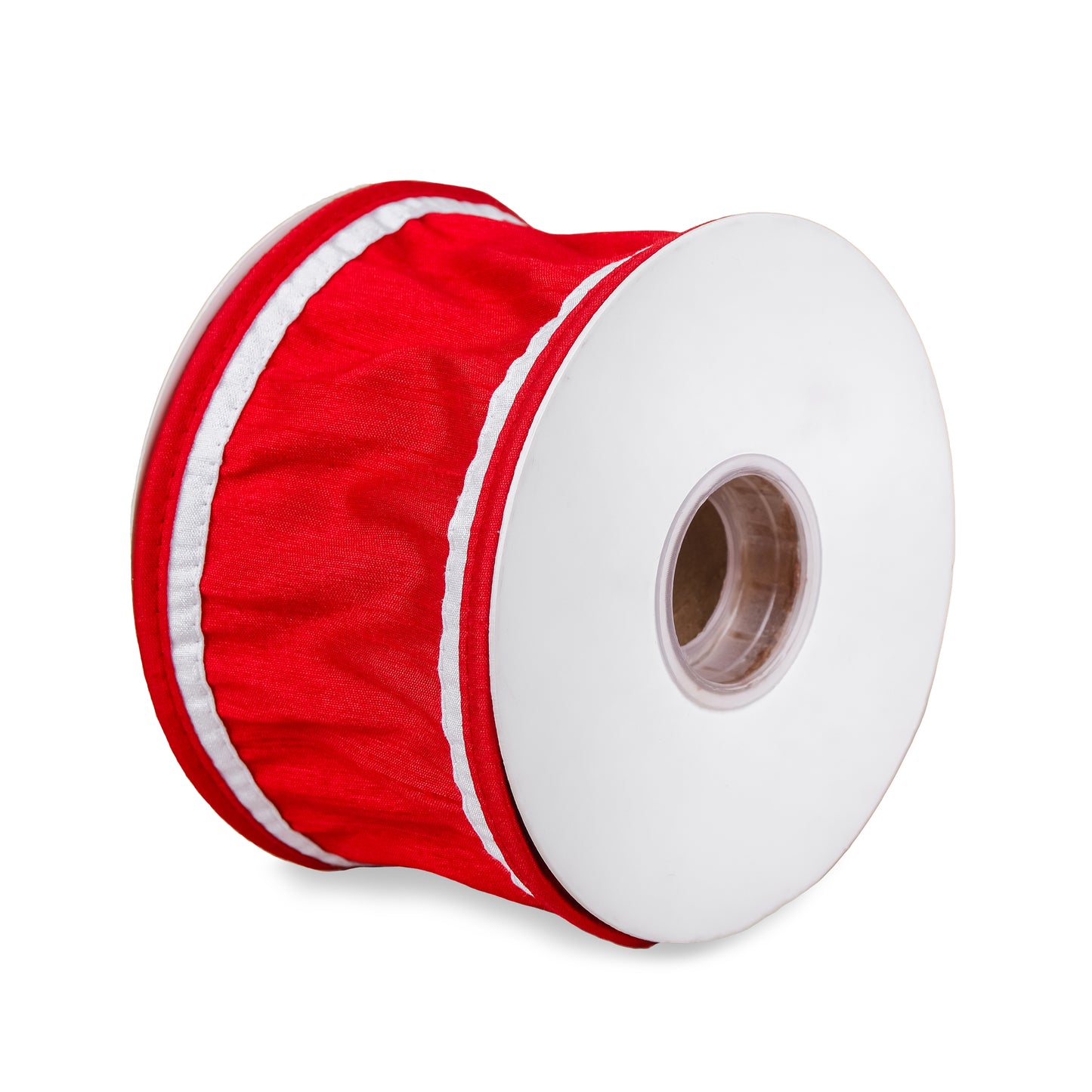 3 in. HGTV Home Collection Dupioni Double-Sided Ribbon, Red & White