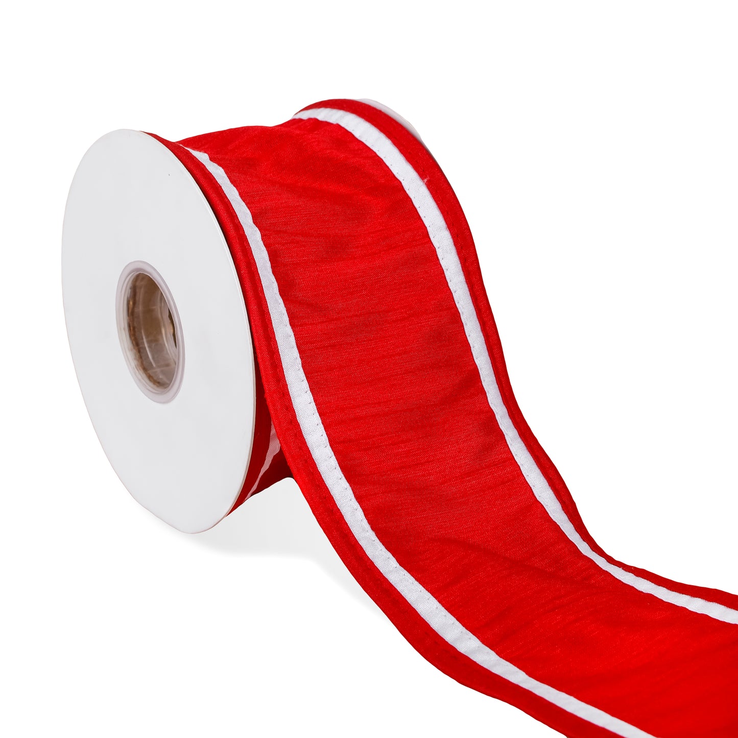 3 in. HGTV Home Collection Dupioni Double-Sided Ribbon, Red & White