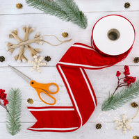 3 in. HGTV Home Collection Dupioni Double-Sided Ribbon, Red & White