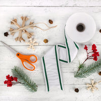 3 in. HGTV Home Collection Dupioni Double-Sided Ribbon, White & Green
