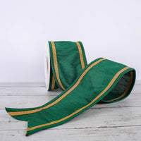 3 in. HGTV Home Collection Dupioni Double-Sided Ribbon, Green & Gold
