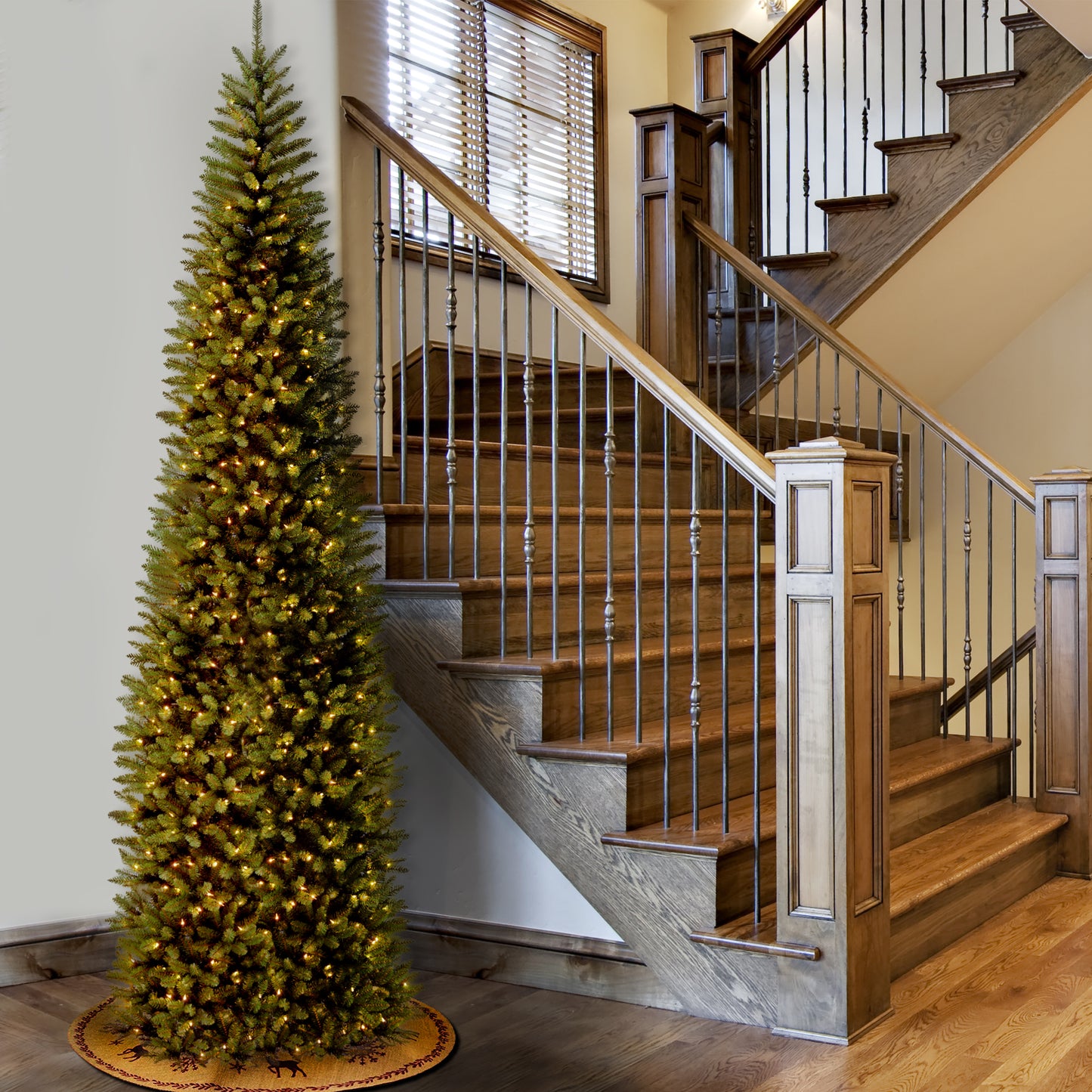 10 ft. Pre-Lit Kingswood Fir Pencil Slim Tree with Clear Lights
