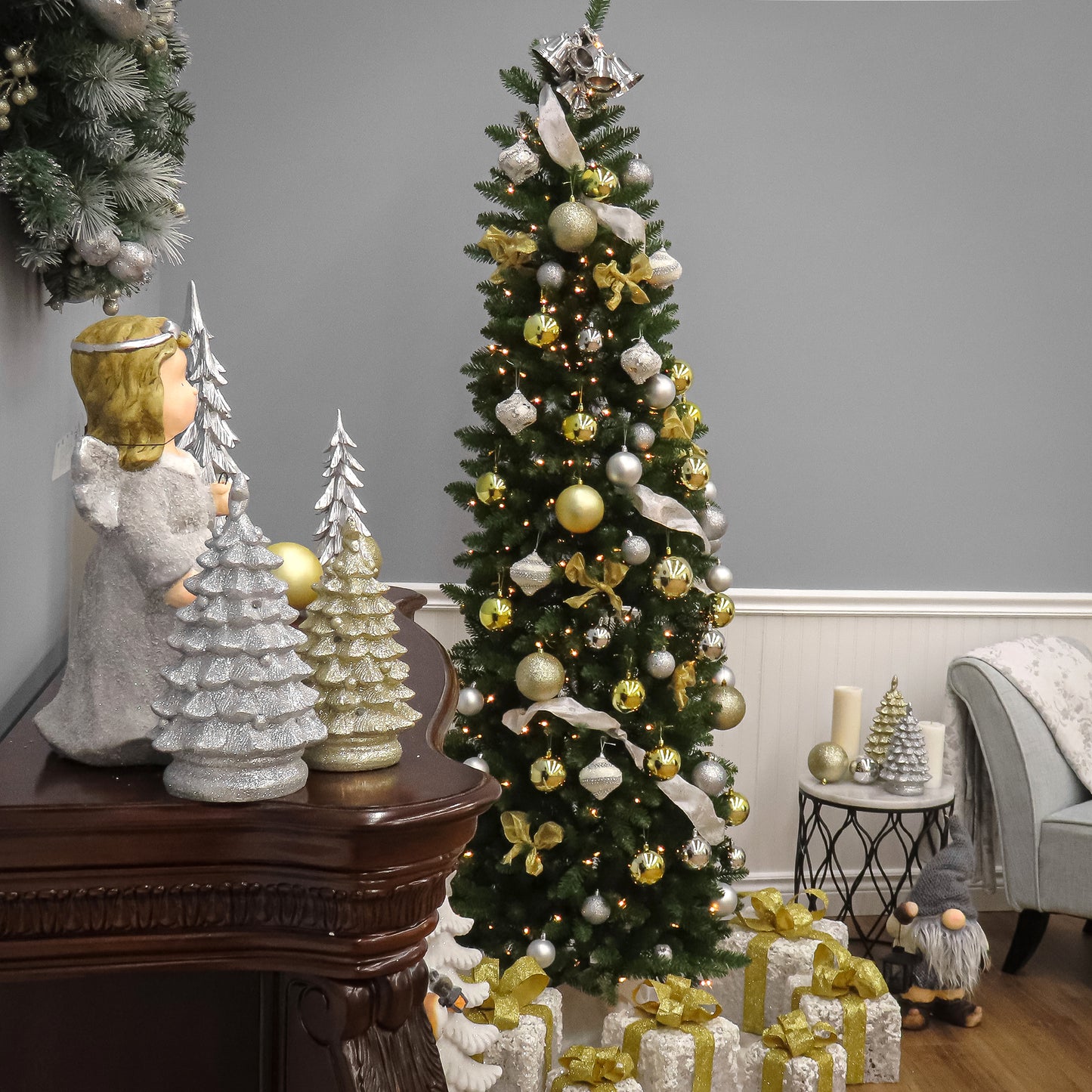 6.5 ft. Pre-Lit Kingswood Fir Pencil Tree with Clear Lights