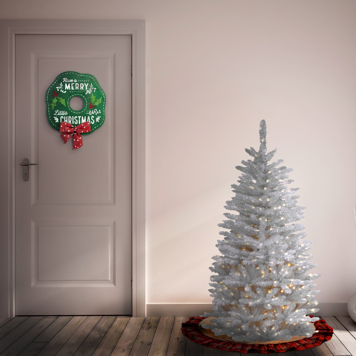 4.5 ft. Pre-Lit Kingswood Fir White Pencil Tree with Clear Lights