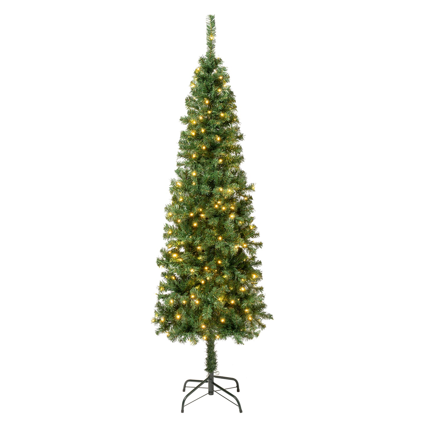 6 ft. Pre-Lit Linden Spruce Slim Tree with Warm White LED Lights, Plug-In