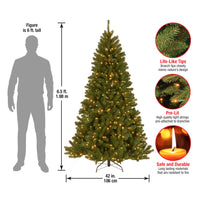 Pre-Lit Artificial Full Christmas Tree, Green, North Valley Spruce, White Lights, Includes Stand, 6.5 Feet