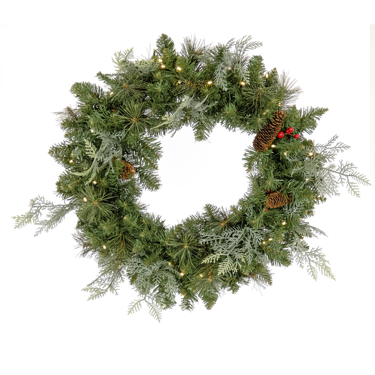 Pre-Lit Buzzard Pine Assortment Set of 1 Entrance Tree, 1 Wreath, 1 Garland, Plug-In