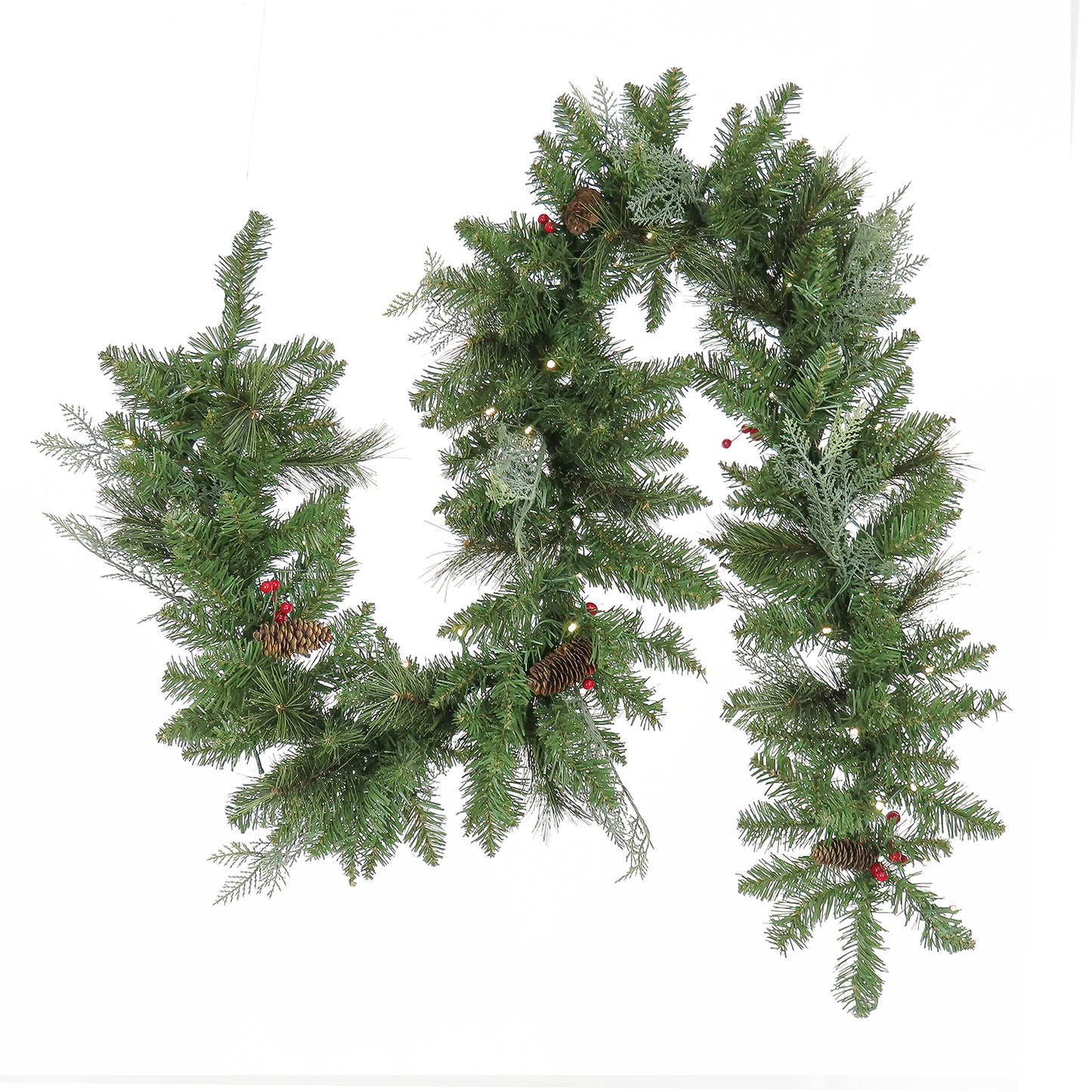 Pre-Lit Buzzard Pine Assortment Set of 1 Entrance Tree, 1 Wreath, 1 Garland, Plug-In