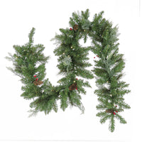 Pre-Lit Buzzard Pine Assortment Set of 1 Entrance Tree, 1 Wreath, 1 Garland, Plug-In