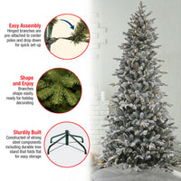 7 ft. Pre-Lit Snowy Calton Pine Tree with LED Lights, Plug-In