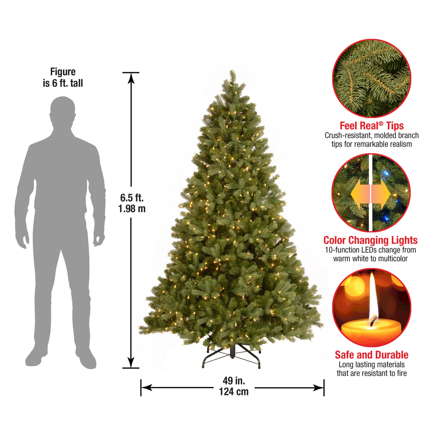 6.5 ft. Pre-Lit Downswept Douglas Fir Tree with Dual Color LED Lights