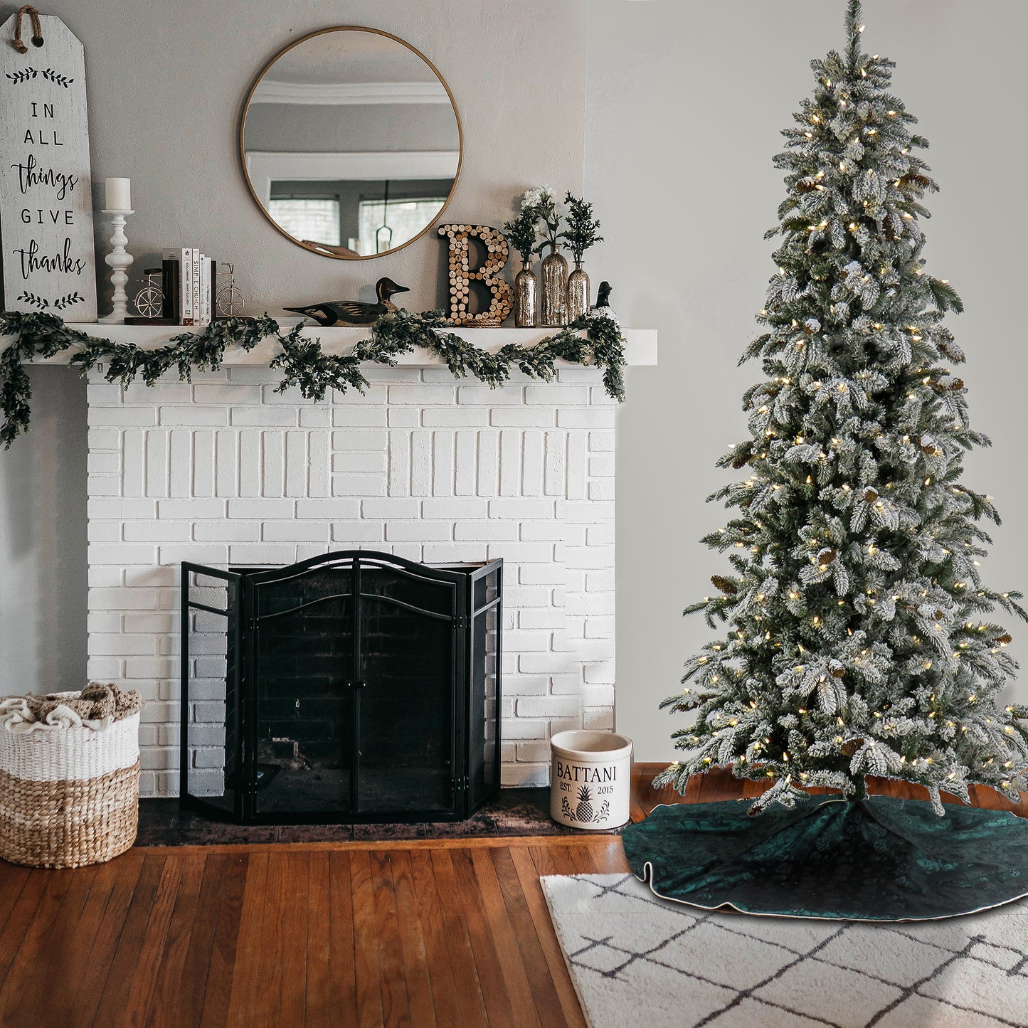 7.5 ft. Pre-Lit Snowy Vintin Fir Tree with LED Lights, Plug-In