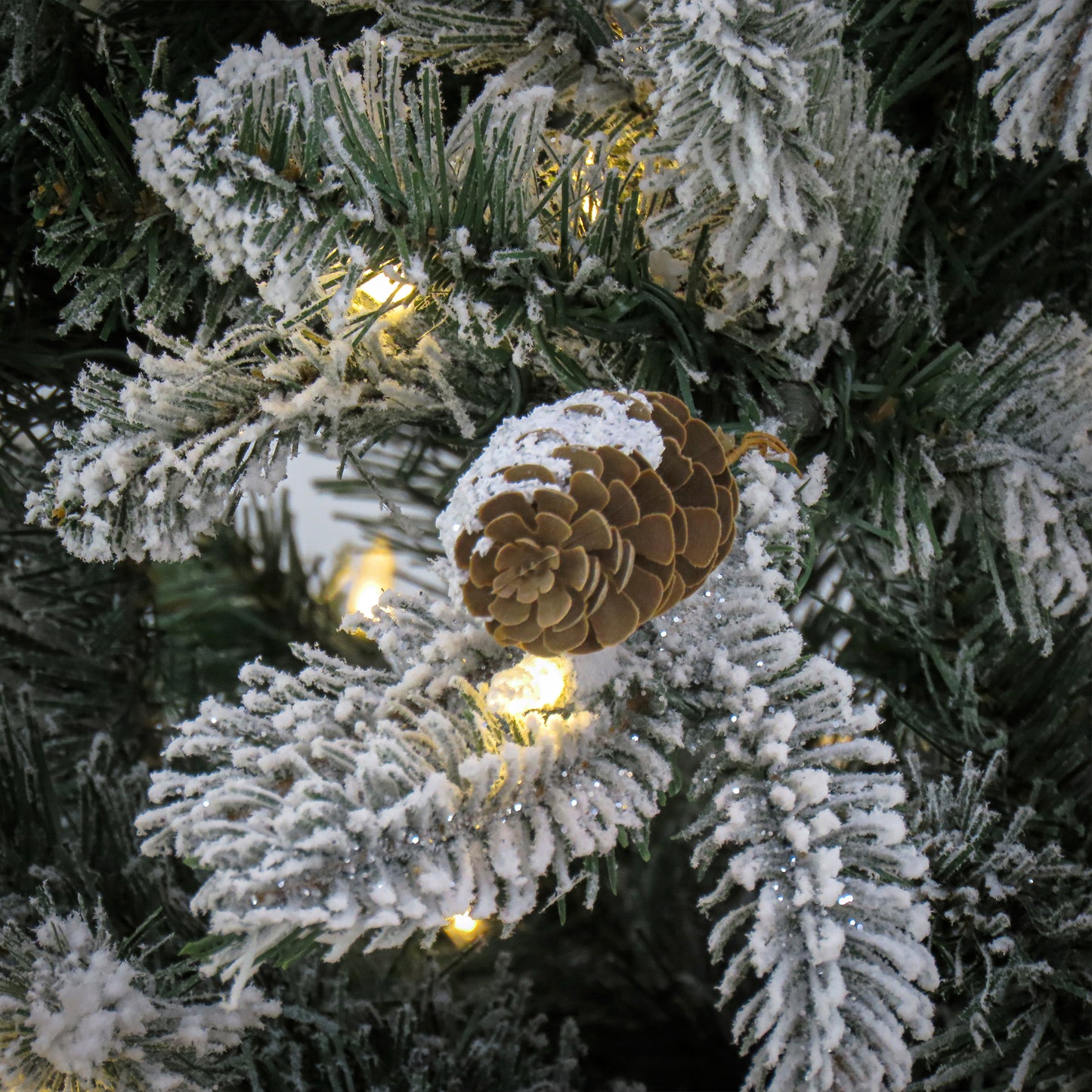 7.5 ft. Pre-Lit Snowy Vintin Fir Tree with LED Lights, Plug-In